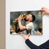 Comprar Cuadros De Messi Con La Copa Del Mundo Qatar 2022 33x48cm