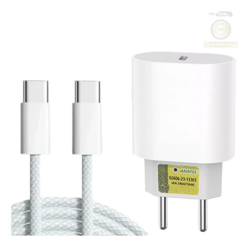 Carregador Com Cabo Usb-c Para iPhone 15 25w Turbo