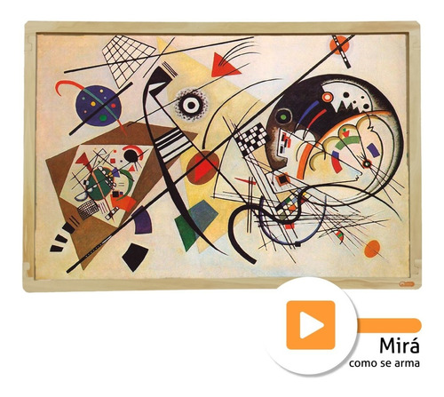 Cuadro Linea Transversa Kandinsky Sobre Canvas 70x50cm