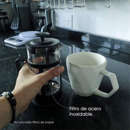 10 Pzs Cafetera Individial Prensa Francesa 350ml Tipo Embólo Color Negro