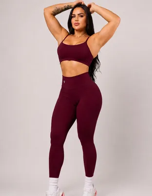 Conjunto Fitness Poliamida Academia Cós Alto Zero Transparên Vinho M 38-40
