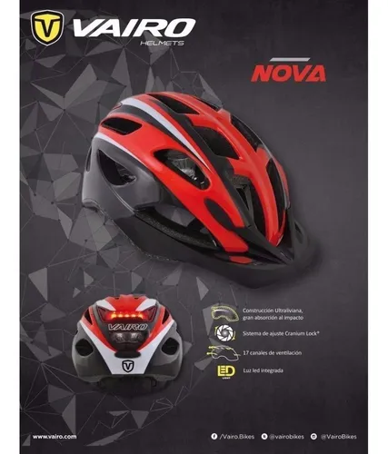 Casco Bicicleta Vairo Nova C Luz Led Ciclismo C Visera