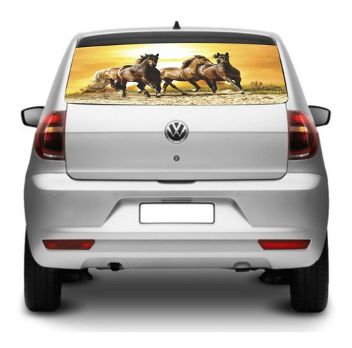 Imagem 4 de 8 de Adesivo Perfurado Vidro Carro Pickup Caminhonete Cavalos Hd