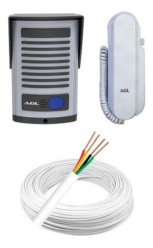 Kit Interfone Porteiro Eletrônico Agl P200 + 50 Mts De Cabo
