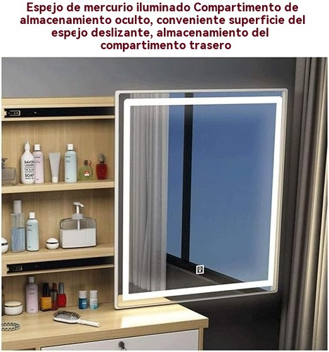 Tocador De Dormitorio Incluye Tabur Con Espejo Led Moderno