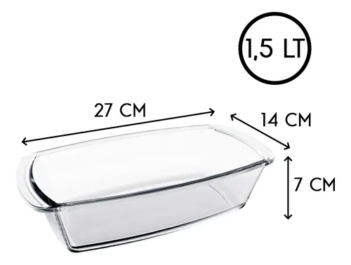Budinera Molde Rectangular Pan Vidrio Templado Marinex 1,5lt