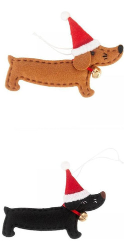 2x Colgantes Navideños Decorativos Adorno De Perro Salchicha