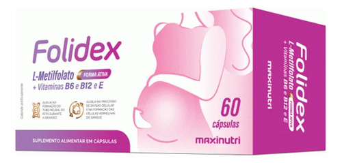 Metilfolato y vitaminas B6, B12 E, 30 cápsulas de Folidex