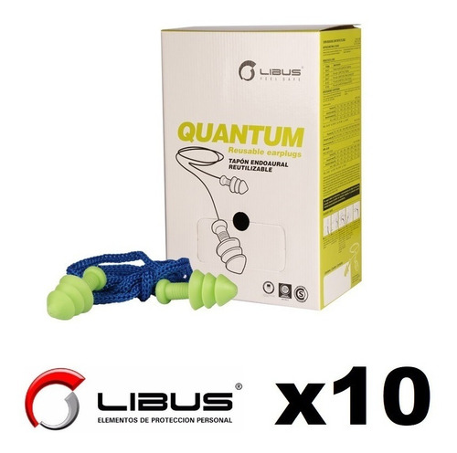 Imagen 1 de 4 de Protector Auditivo Endoaural Quantum Libus Con Cordel X 10