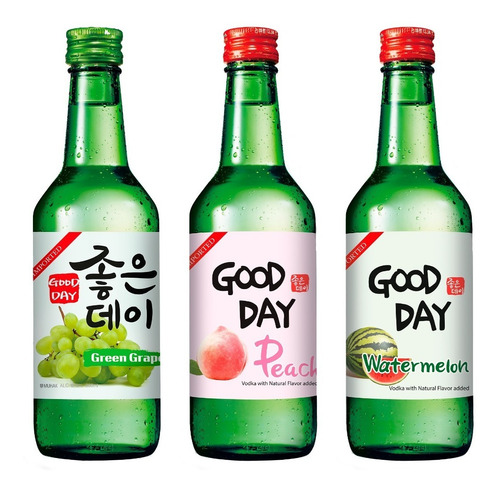 Imagen 1 de 5 de Pack 3 Good Day Soju - Licor Coreano