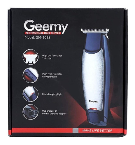 Imagen 7 de 7 de Corta Pelo Y Barba Recargable Inalámbrica Geemy Gm-6025