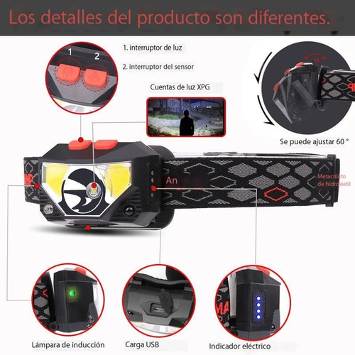 Pesca Nocturna Led Sensor De Luz Fuerte Faro Impermeable