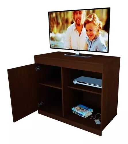 Mueble Mesa Tv Lcd Led Reforzada Con Puerta Estante Y Ruedas