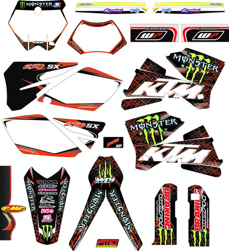 Calcos Ktm 250 Sx Mons Black 05-07