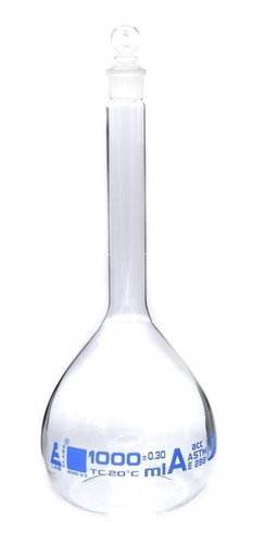 Matraz Volumétrico Clase A Tapón Vidrio 1000ml(1lt) Eisco