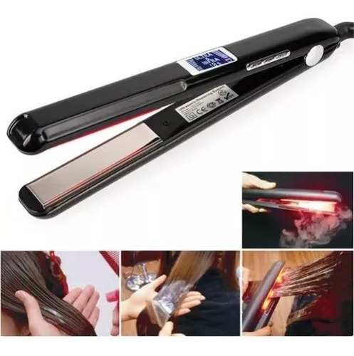 Plancha De Cabello Mini Alaciado Bolsillo Viaje Qi Mei Di Color Black 220v