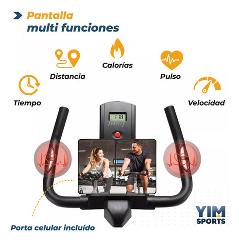 Bicicleta Fija Spinning Ajustable Resistencia Profesional Yim Sports Alta Calidad Multifuncional Pjsp-02