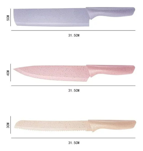 Set De Cuchillos Profesional Color Pasteles 6 Pcs