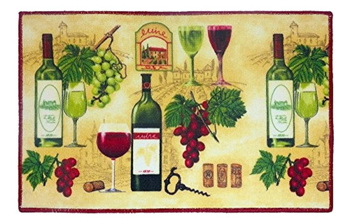 Botellas De Vino Cocina Alfombra Uva Viñedo 18 X 28 Pulgada