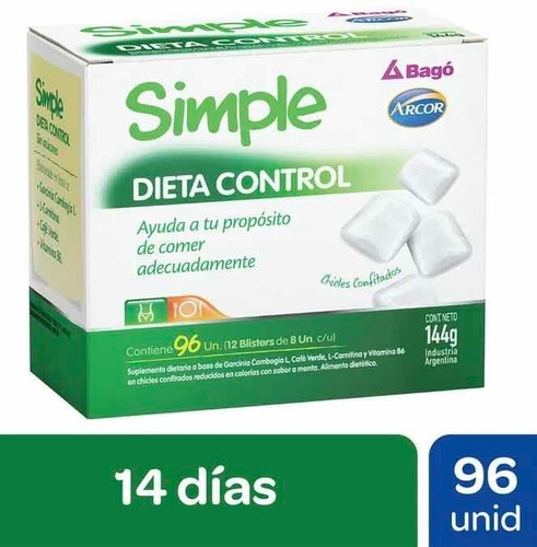 Simple Dieta Control Chicles 96u 14 Dias Perdida De Peso