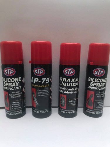 Kit Stp 2 Silicone Spray 1 Desengripante 1 Graxa 75 Ml