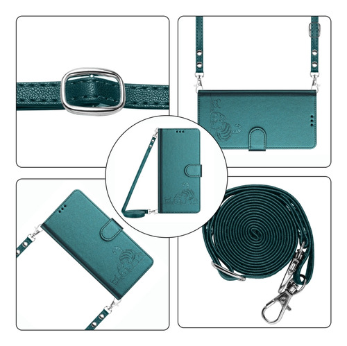 Capa De Pu Com Estampa De Gato Verde Pavão Para Xiaomi R