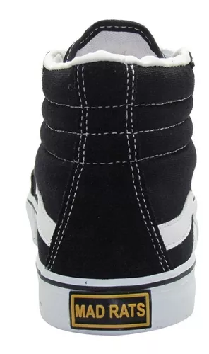 Tênis Mad Rats Cano Alto Hi Top Black Branco