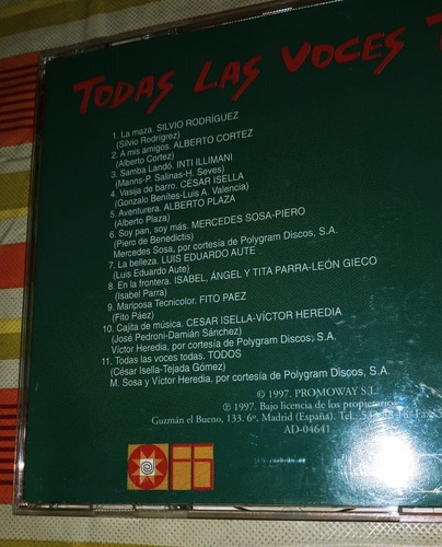 Cds Todas Las Voces Todas, En Vivo - Vol 1 Y 2 (Usado)