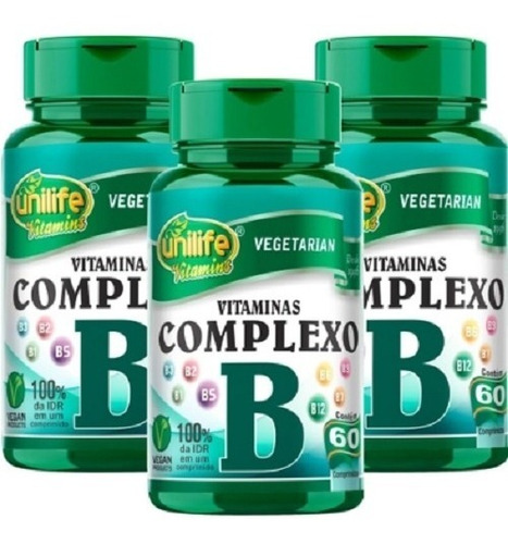 3x Vitaminas Complejo B  Vegano B1 B2 B3 B5 B6 B7 B9 B12