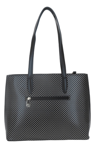 Bolsa Tote Barbie By Gorett Con Espejo Colgante Br23025-3 Color Negro Correa De Hombro Negro Diseño De La Tela Corazones