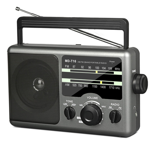 Radio Portátil Con Altavoz Grande Y Modo De Tono Alto/bajo