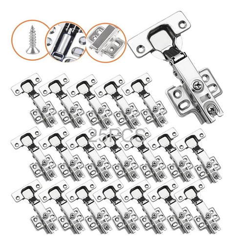 Bisagra Bidimensional Puerta Recta Cierre Suave Níquel 25pcs