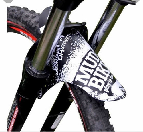 Paralama Mud Bike Dianteiro Mtb Enduro Fibra Flexível Cor Branco Com Preto