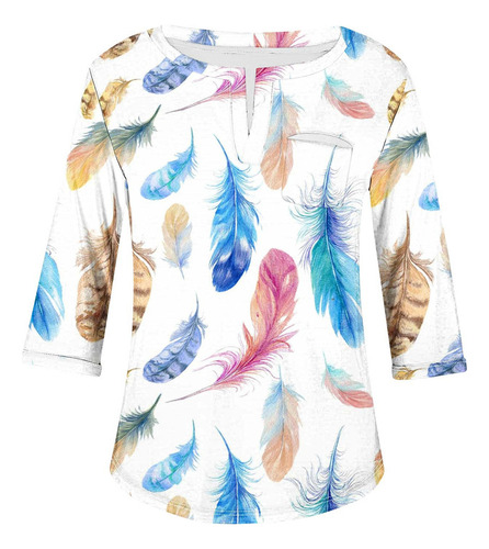 Blusa Holgada Con Cuello En V Casual De Verano De Talla Gran