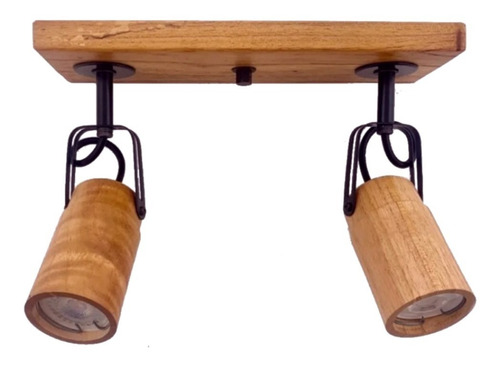 Imagen 2 de 2 de Spot Aplique 2 Luces Madera Nordico Gu10 Techo Pared Carilux