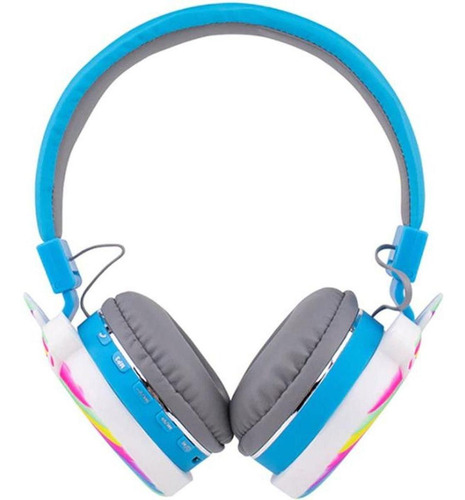 Audífonos 3d Diseño De Unicornio, Mxpey-001, Azul, Jack 3.5m Color Negro