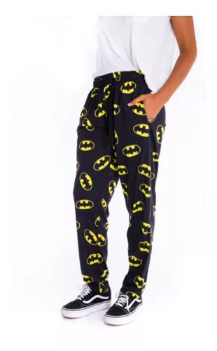 Bioworld Batman Stitch Title Logo - Pantalones de pijama con cordón para  hombre, color negro