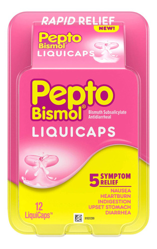 Pepto Bismol Liquicaps - Alivio Rapido De Nauseas, Acidez Es