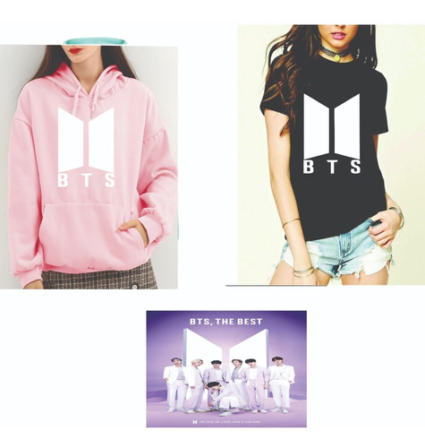 Sudadera Rosa /playera Y Cojin De Bts 