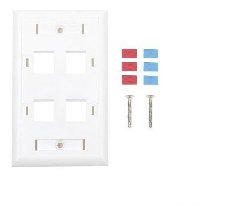 10pz Placa De Pared 4 Puertos Blanco Rj45 Ethernet Faceplate (Usado)