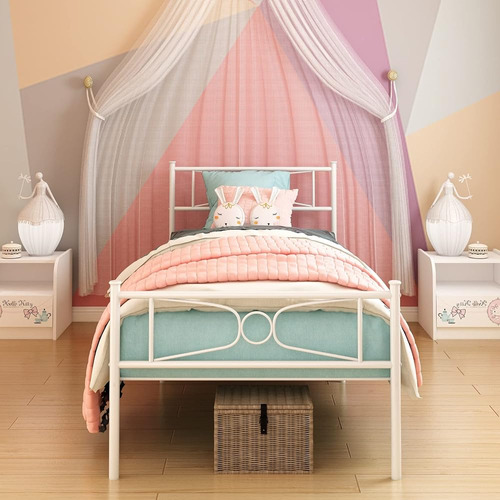 ~? Gime White Twin Bed Frames Con Almacenamiento Para Niñas 