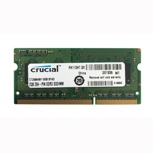 Imagen 3 de 6 de Memoria Ddr3 2gb Para Laptop Crucial Pc3-12800 1600mhz Nueva