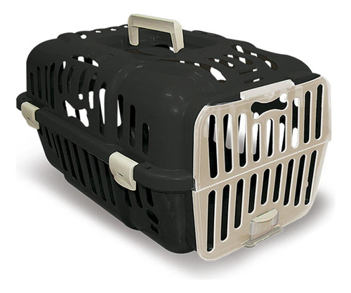 Caixa Transporte Preto Para Gato E Cães Porta Com Travas N1