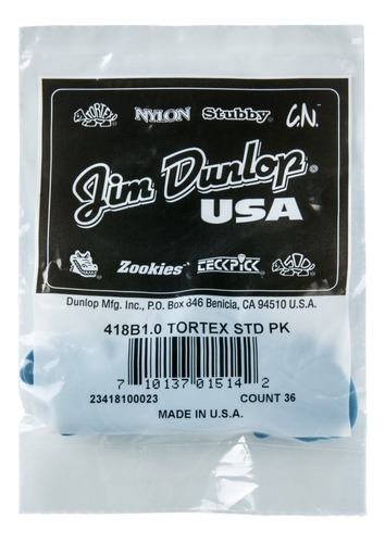 Dunlop Tortex Standard Pua Para Guitarra In) Color Azul