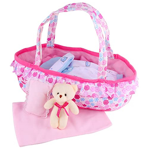 Baby Doll Cradle Bassinet Portable Doll Carrier Carry B...