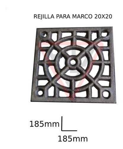 Rejilla Fundición Hierro Sin Marco 18.5x18.5cm