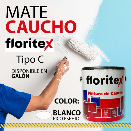 Pintura Blanco Pico Espejo Mate Caucho Floritex Tipo C/10503