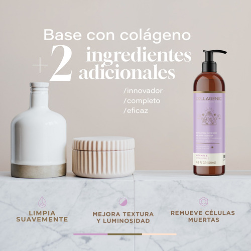 Imagen 5 de 7 de Gel Exfoliante Limpiador Facial 500ml. Vitamina E Y Colageno