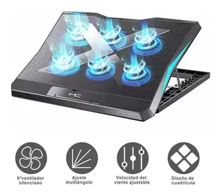 Base Enfriador Laptop Con 6 Ventiladores Externo 2 Usb