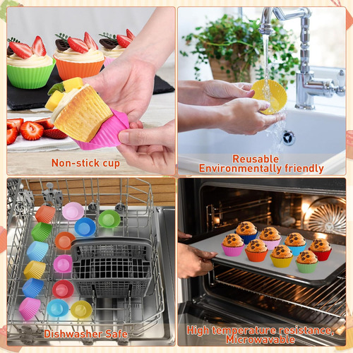 Paquete De 40 Tazas De Silicona Para Hornear Cupcakes Y Muff